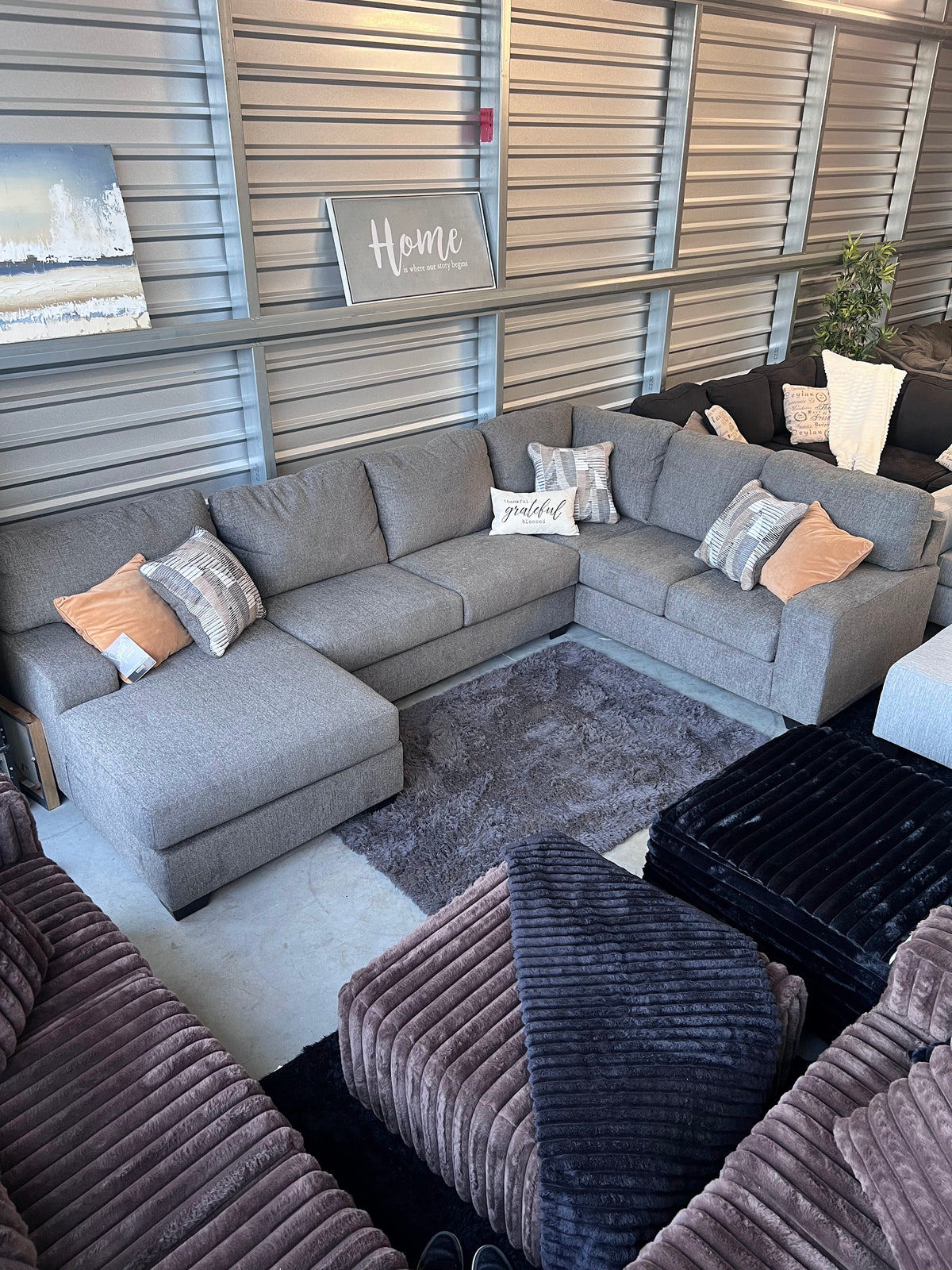 Ashley Newellen sectional, left chaise, full view