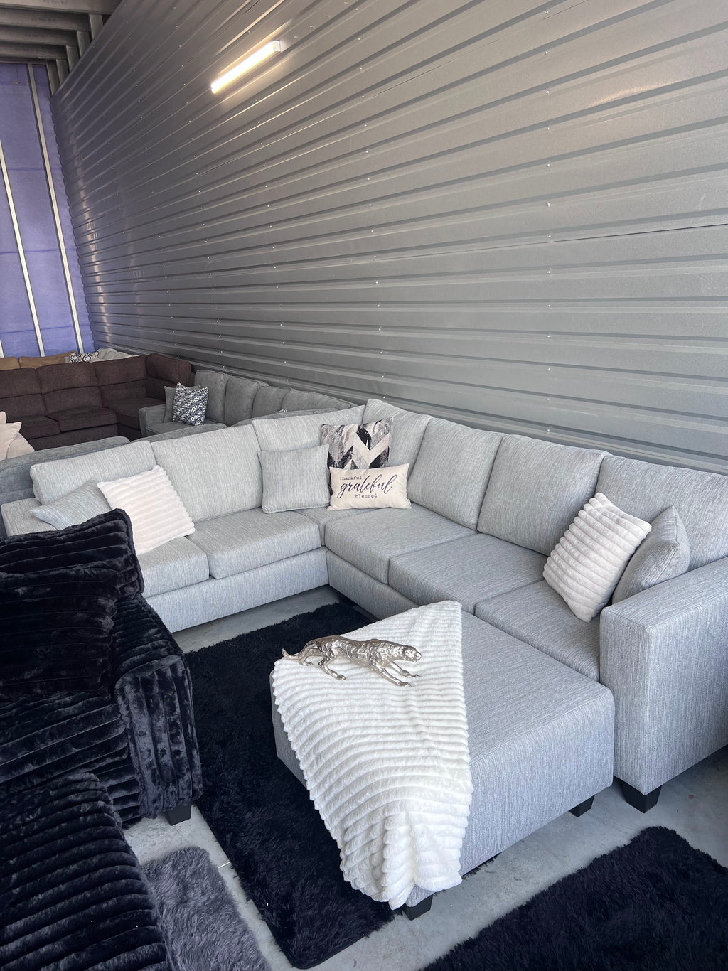 Light grey sectional, full view