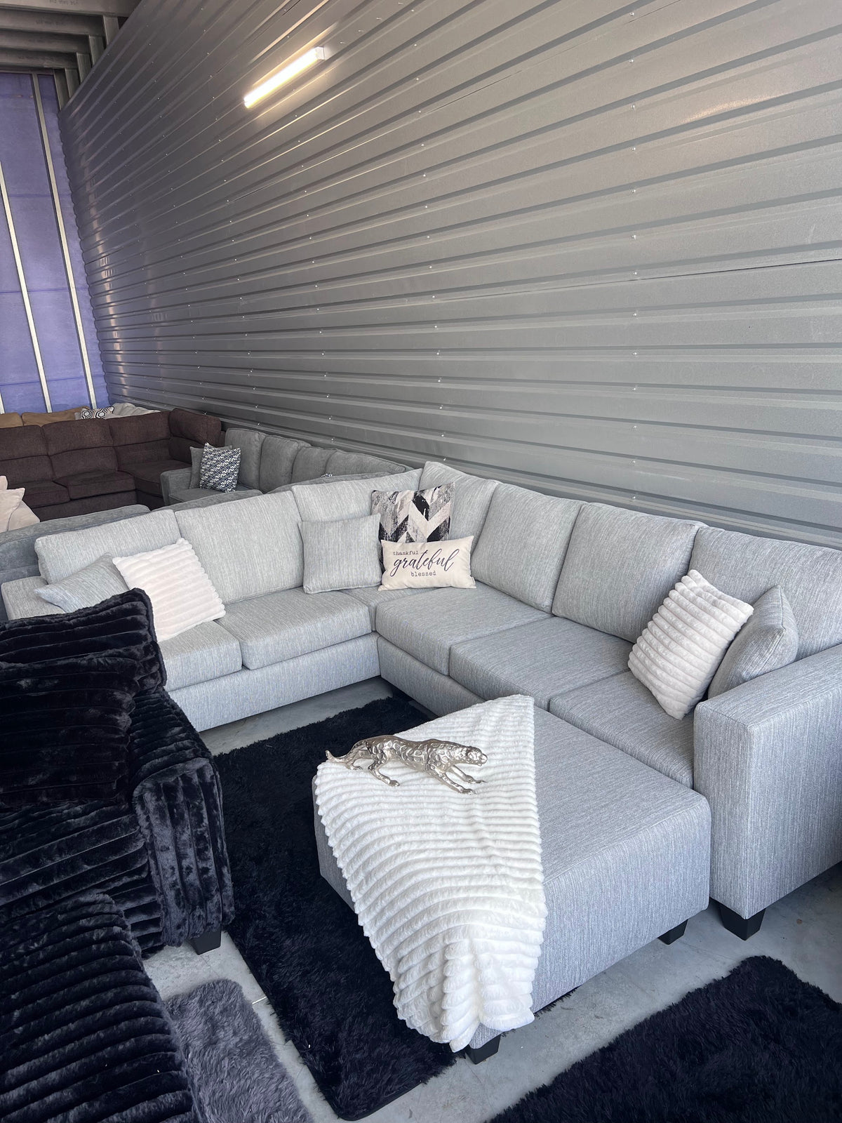 Light grey sectional, full view