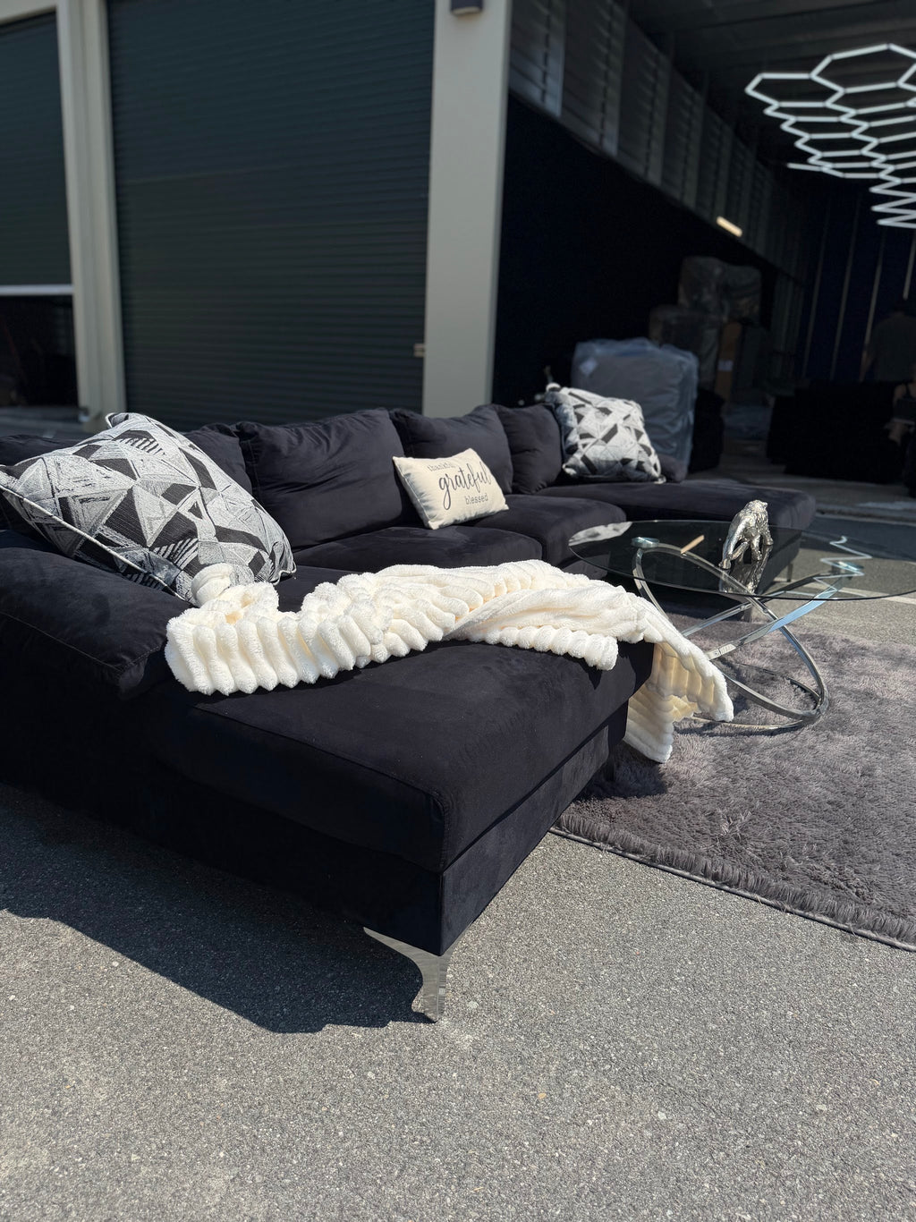 Black U-Shape Sectional, photo 4
