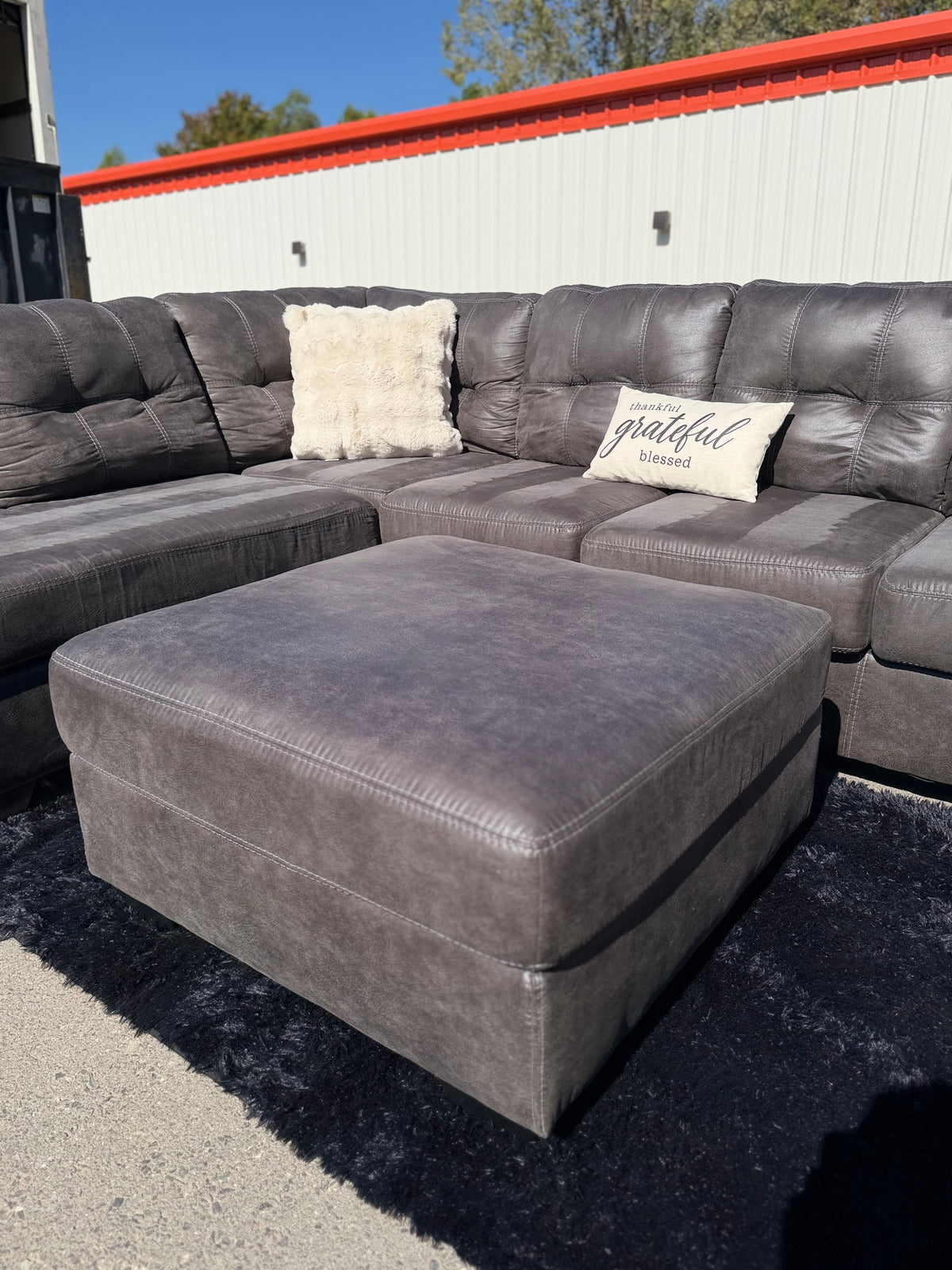 Ashley Faux-Leather Sectional with Ottoman, photo 6