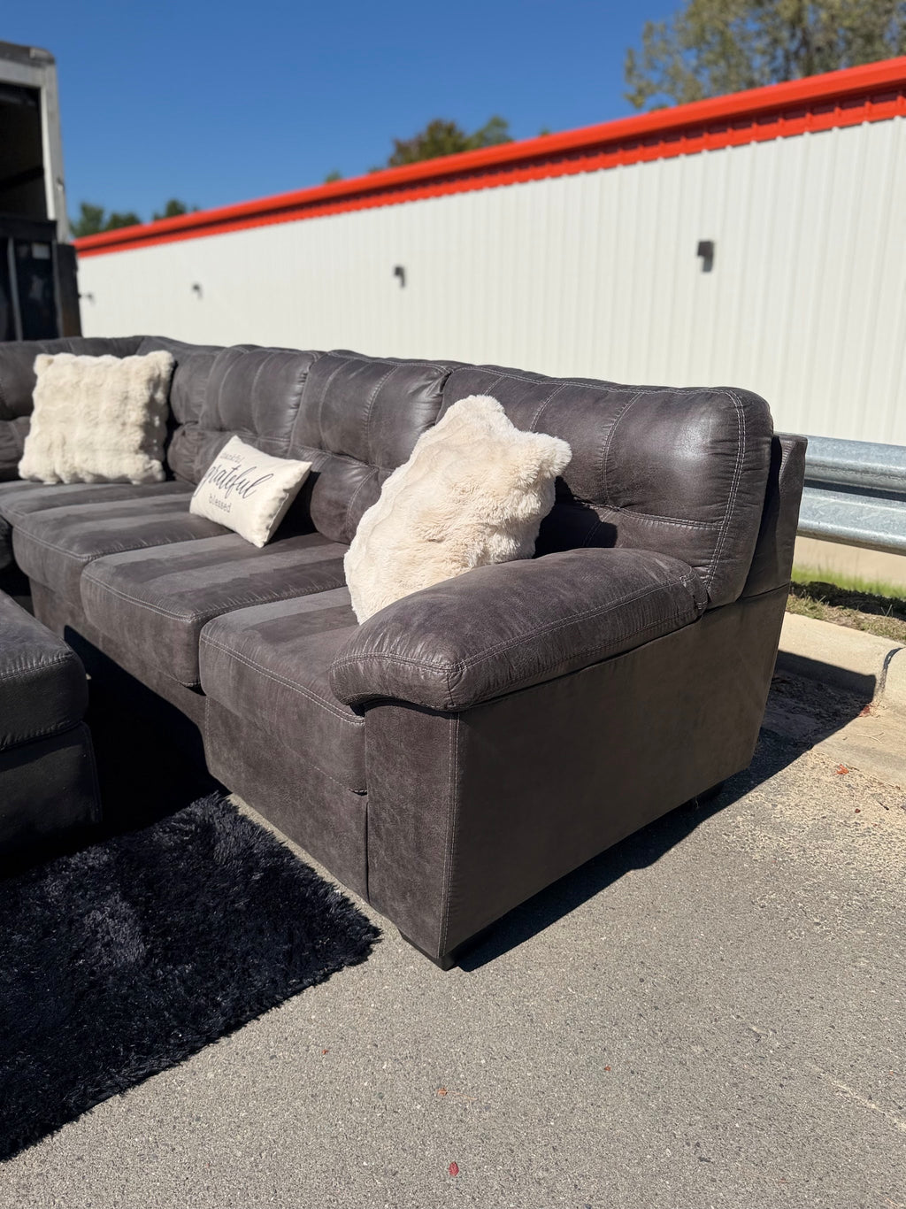 Ashley Faux-Leather Sectional with Ottoman, photo 2