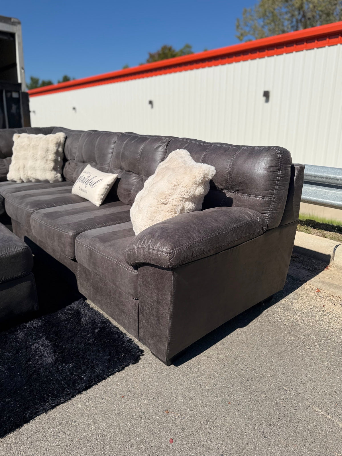 Ashley Faux-Leather Sectional with Ottoman, photo 2