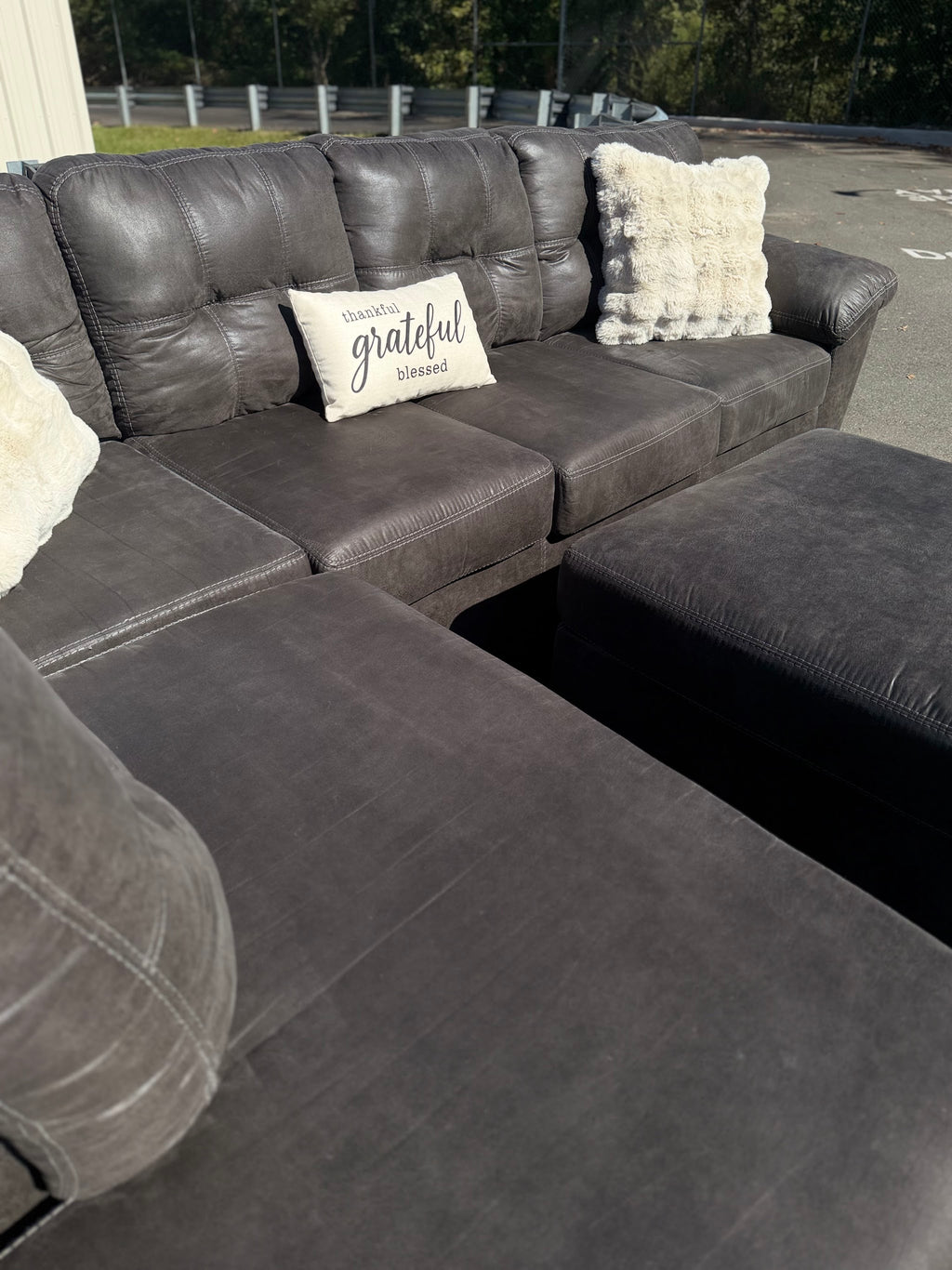 Ashley Faux-Leather Sectional with Ottoman, photo 4