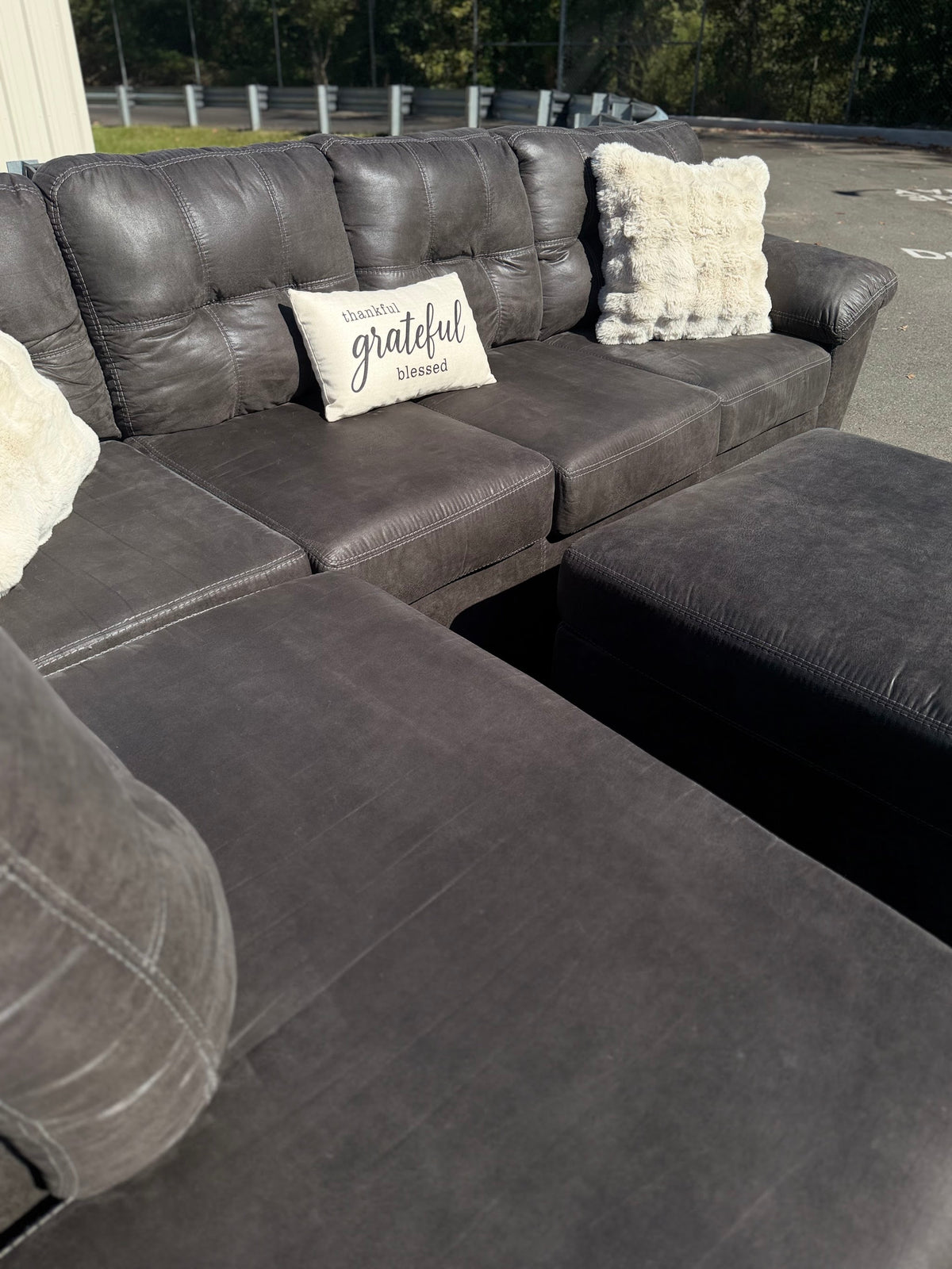 Ashley Faux-Leather Sectional with Ottoman, photo 4