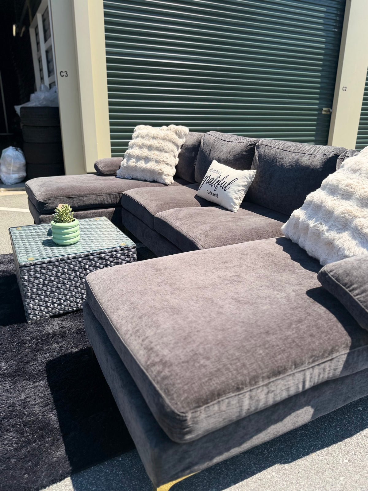 Dark Grey Double-Chaise Sectional, photo 3