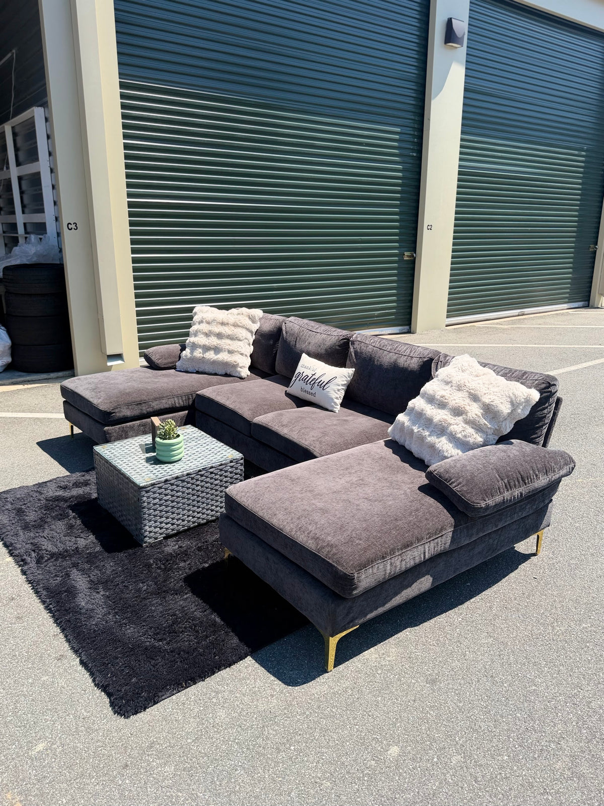 Dark Grey Double-Chaise Sectional, photo 2