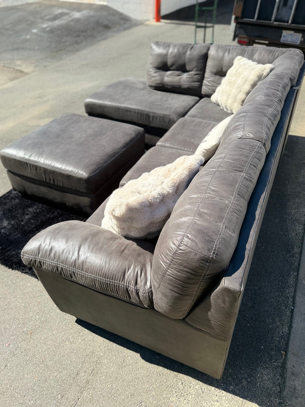 Ashley Faux-Leather Sectional with Ottoman, photo 9