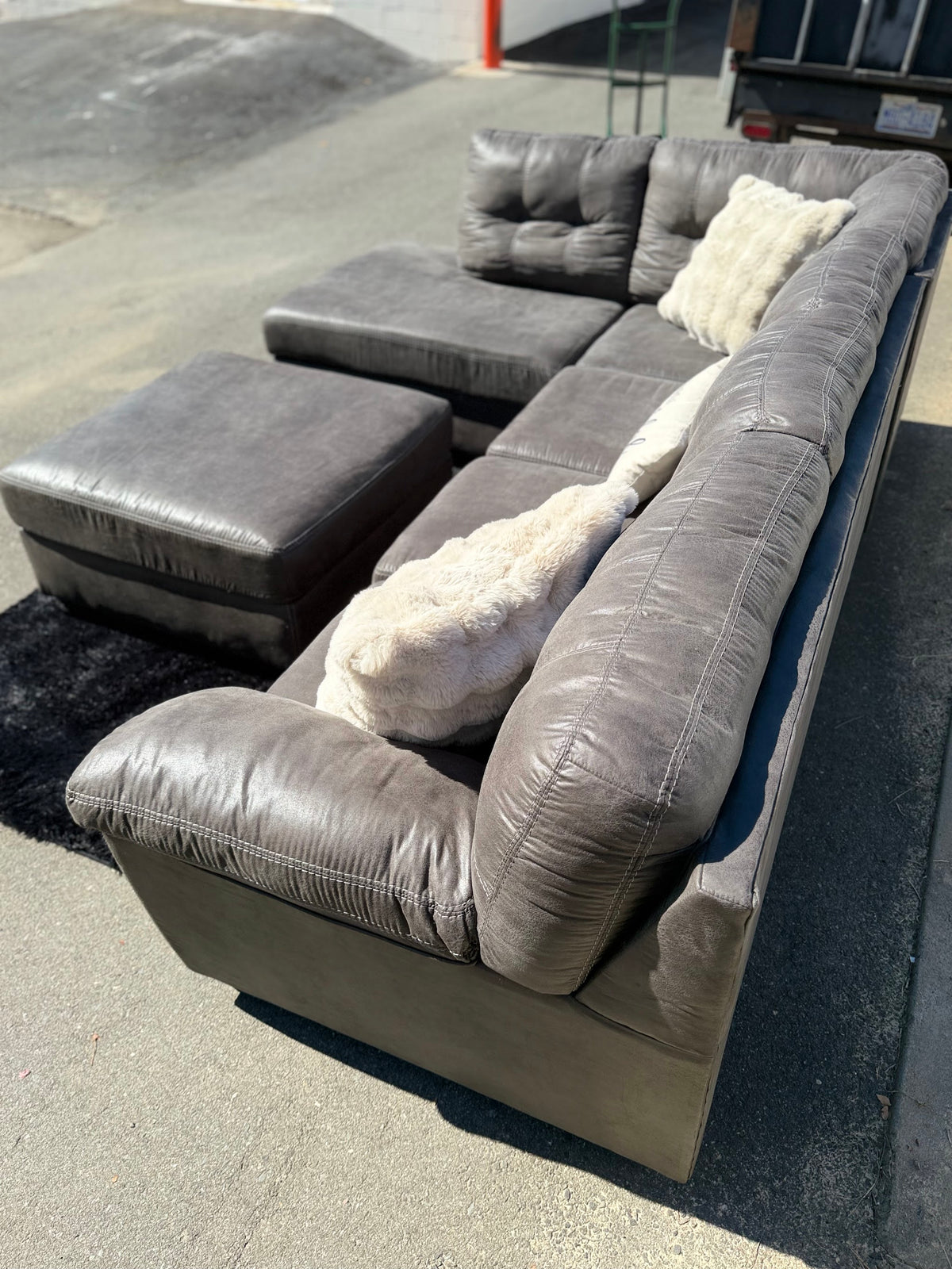 Ashley Faux-Leather Sectional with Ottoman, photo 9