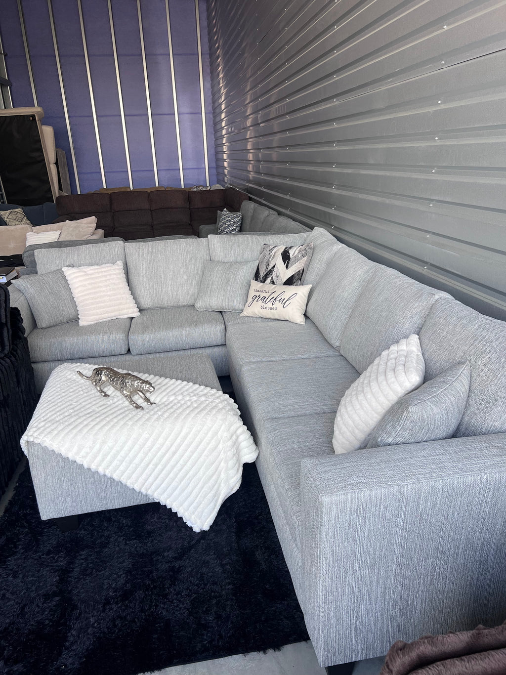 Light grey sectional, angled view