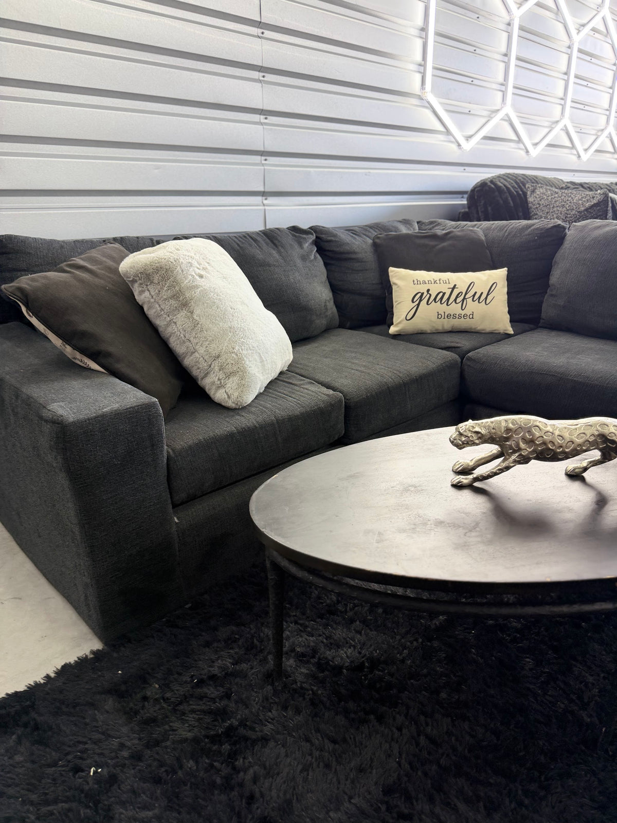 Dark Grey U-Shape Sectional, photo 4