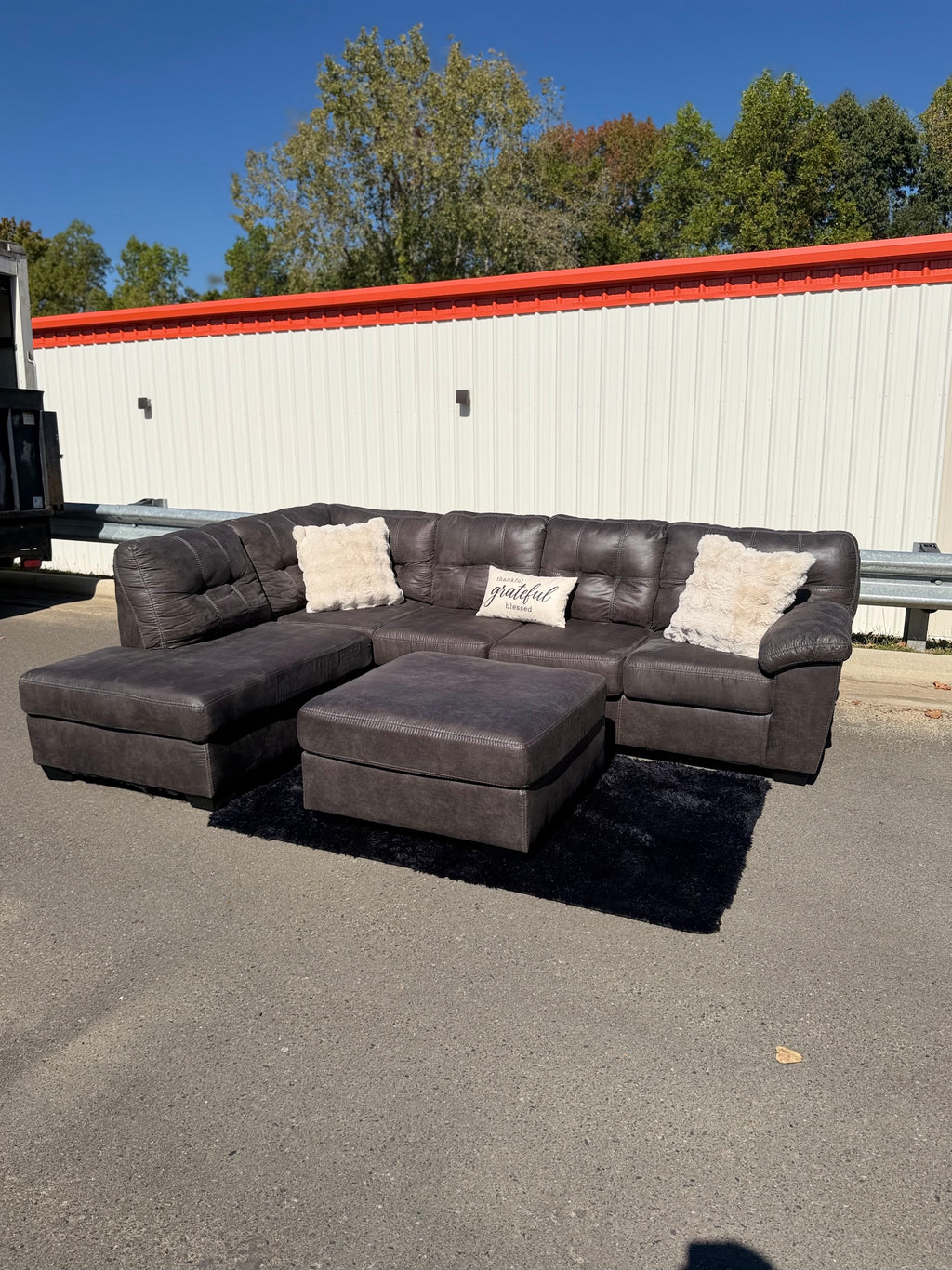 Ashley Faux-Leather Sectional with Ottoman, photo 10
