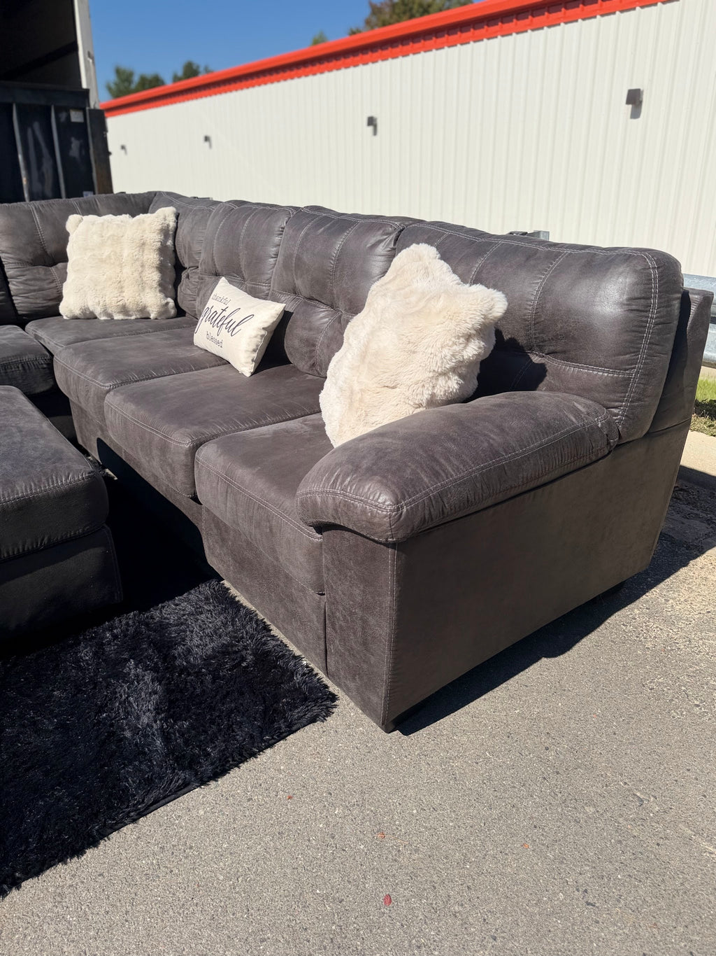 Ashley Faux-Leather Sectional with Ottoman, photo 8