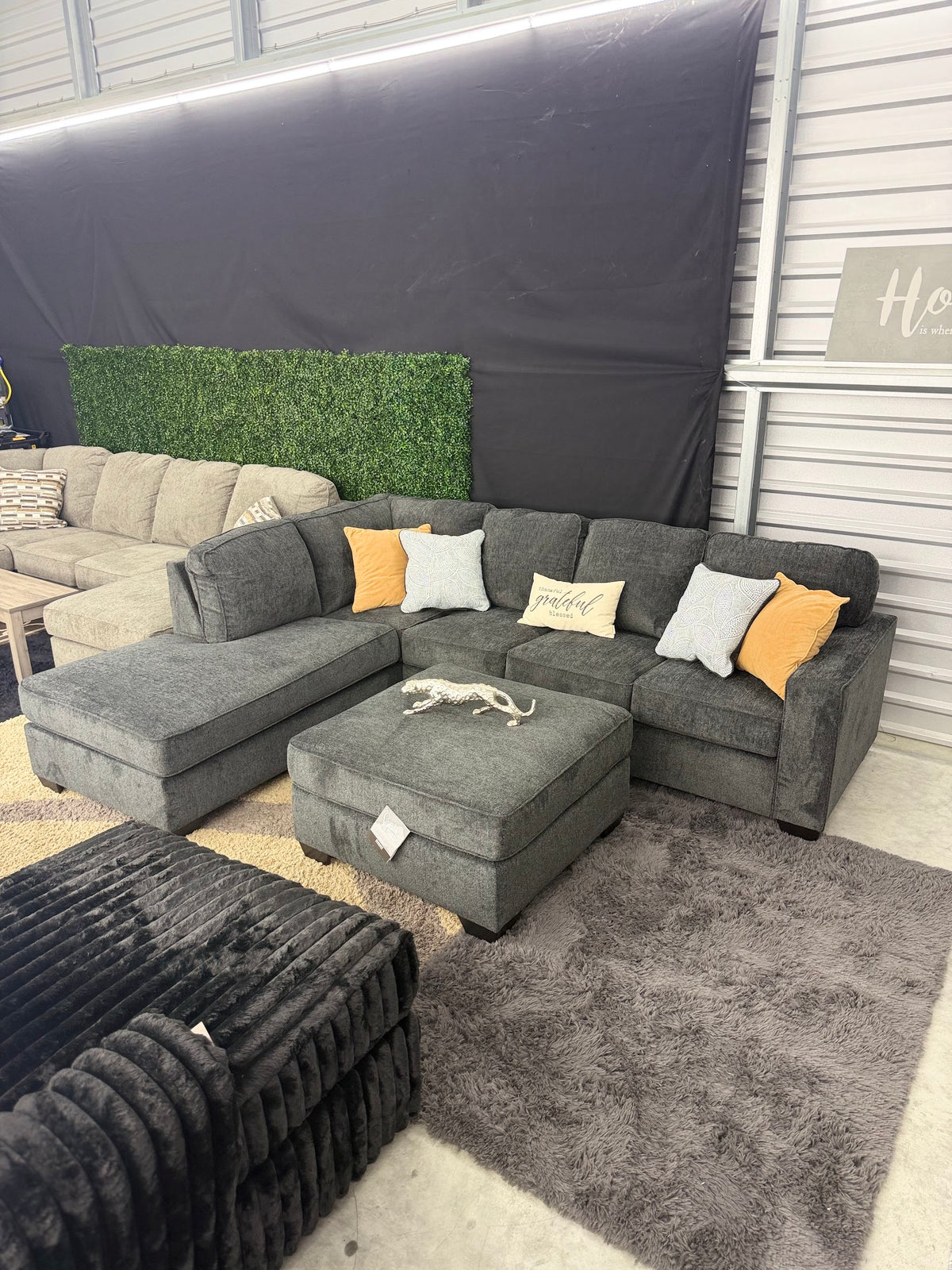Ashley Altari sectional in Slate, left chaise, full view