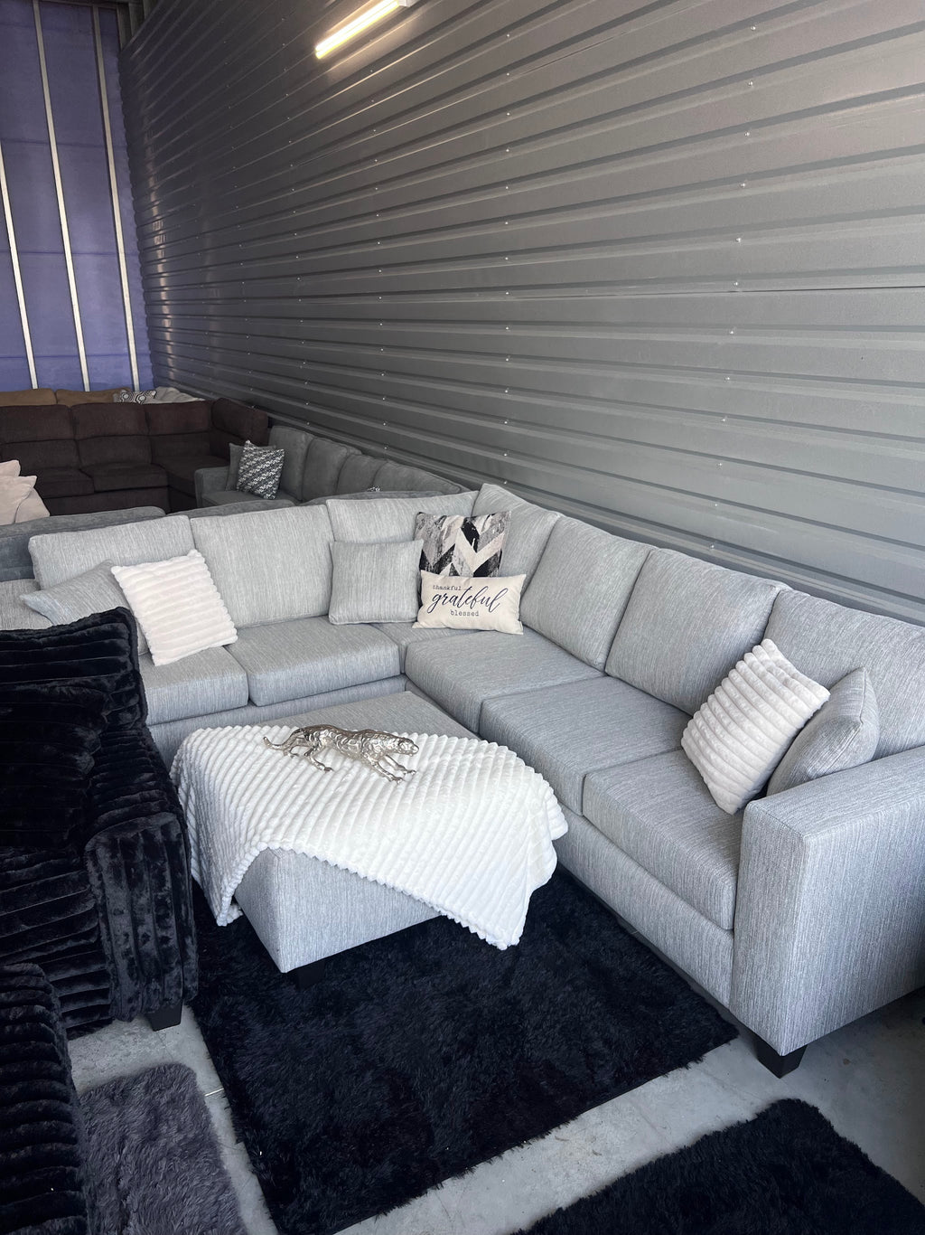 Light grey sectional, styled view