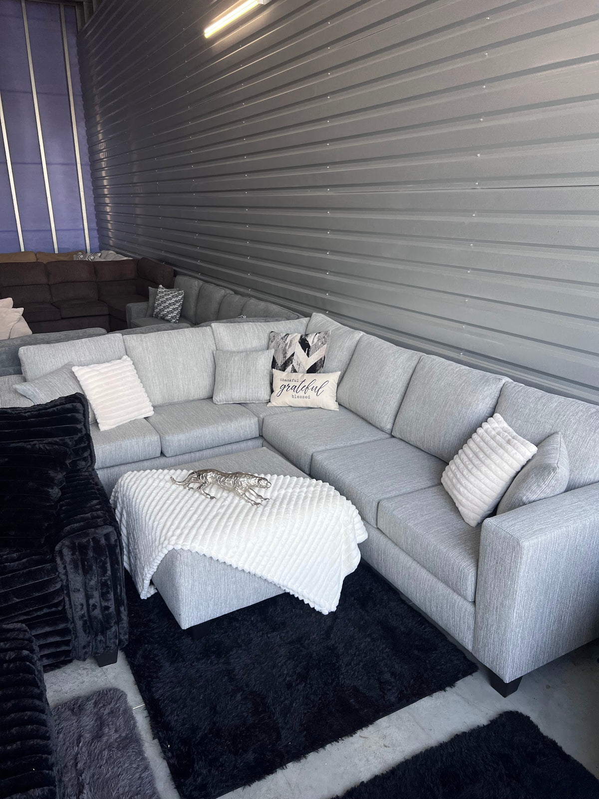Light grey sectional, styled view