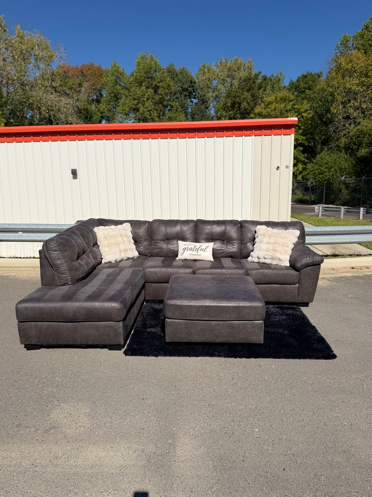 Ashley Faux-Leather Sectional with Ottoman, photo 1