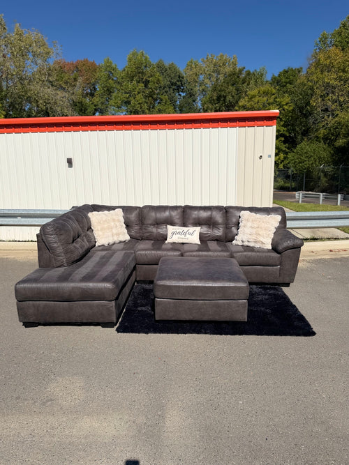 Ashley Faux-Leather Sectional with Ottoman, photo 1