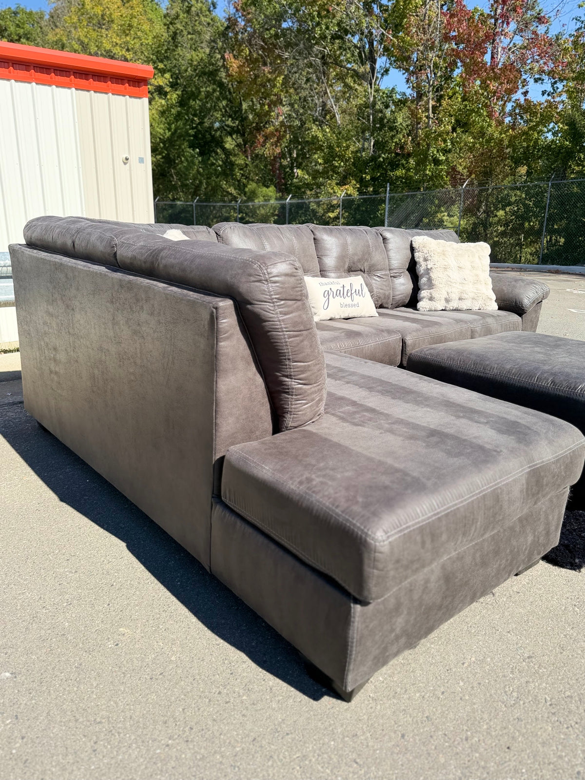 Ashley Faux-Leather Sectional with Ottoman, photo 3