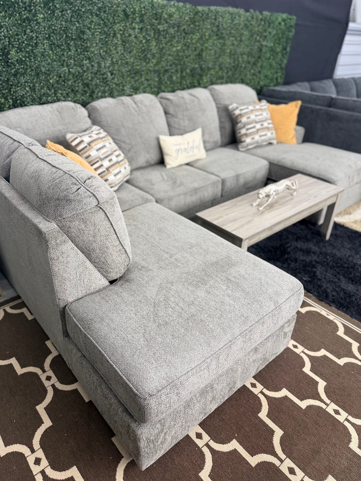 Ashley Ophannon sectional, left chaise, pillow detail