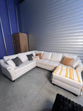 White U-shape sectional, right chaise, full view