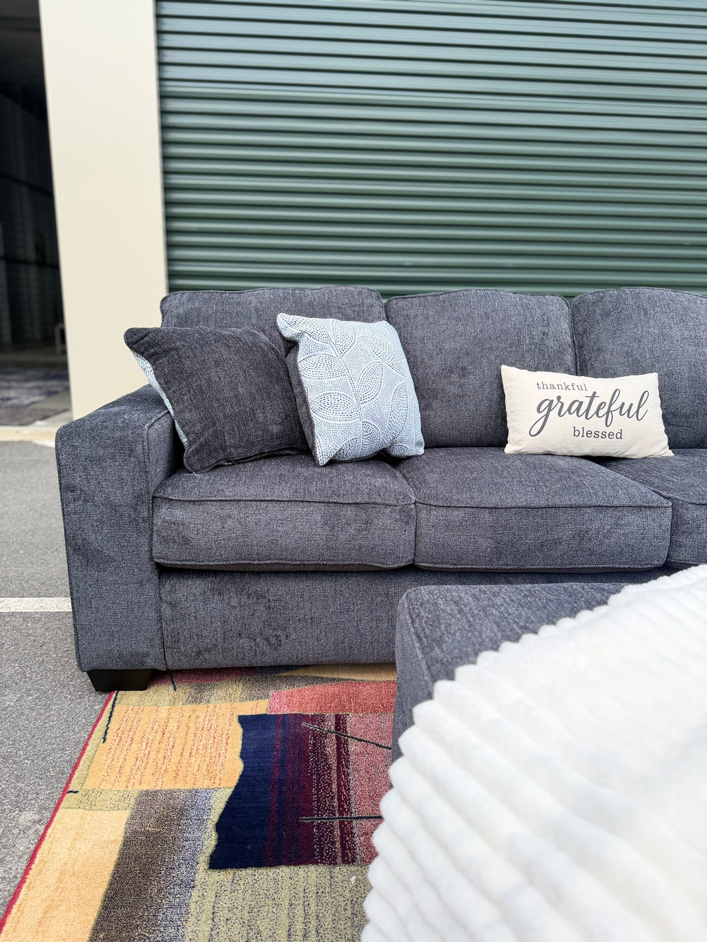 Ashley Altari sectional in Slate, right chaise, sofa detail