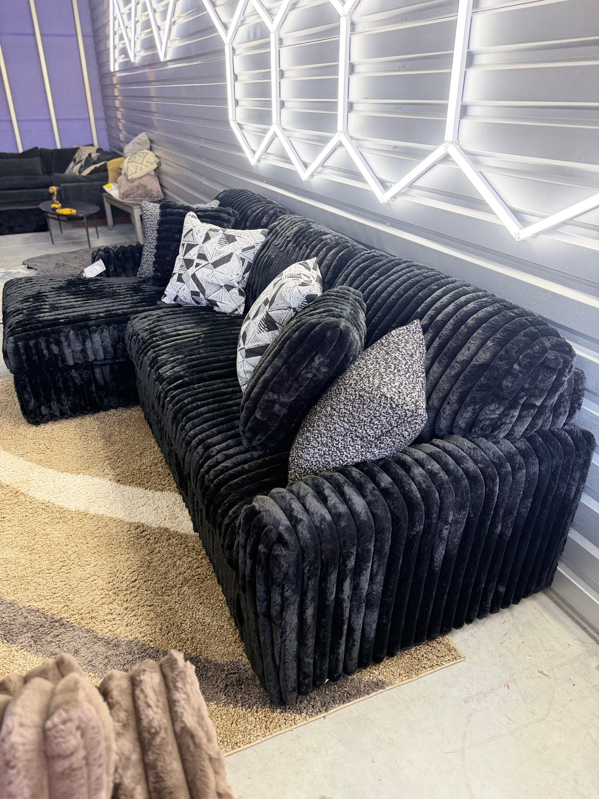 Ashley Midnight Madness Corduroy Sectional