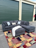 Ashley Altari sectional in Slate, right chaise, full view