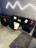 XL corduroy U-shape sectional in Black, full view