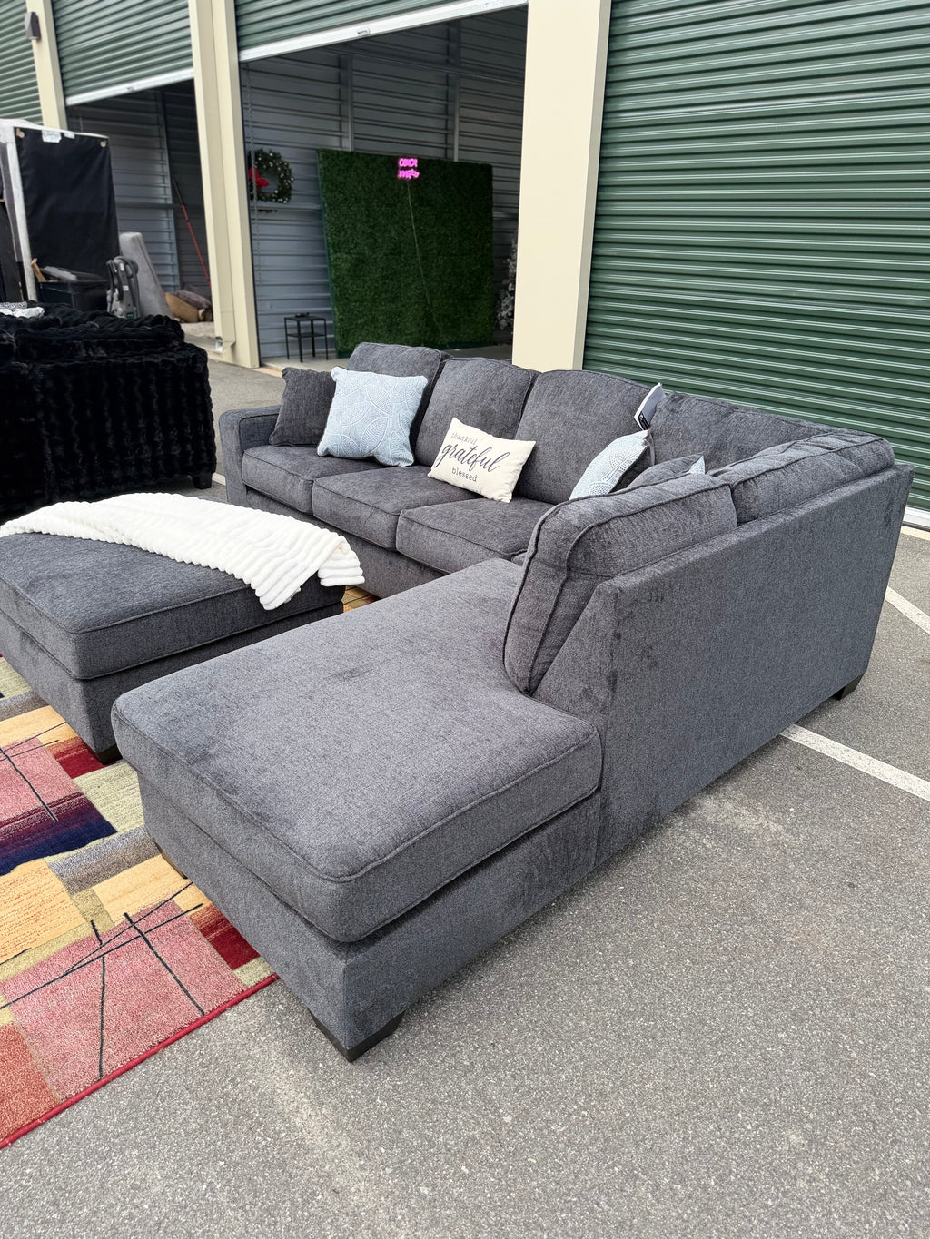 Ashley Altari sectional in Slate, right chaise, chaise view