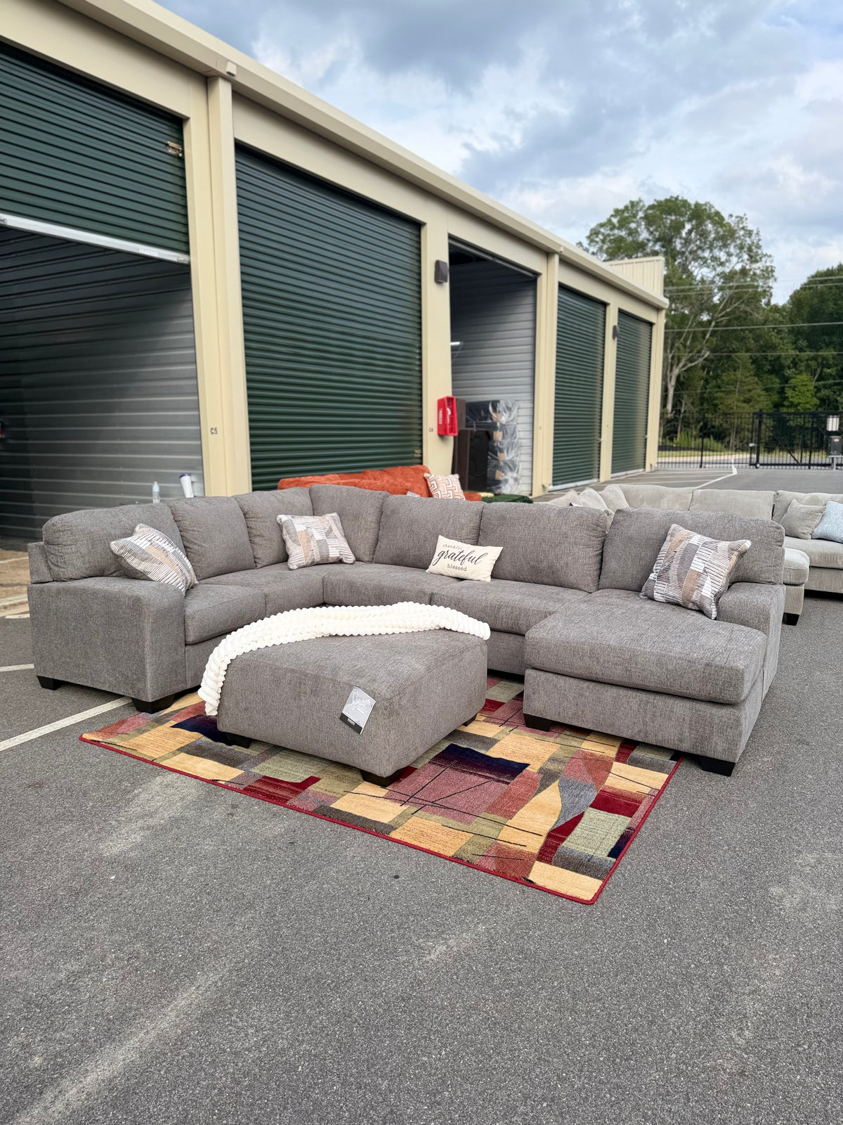 Ashley Newellen sectional, right chaise, full view