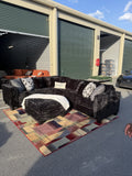 Black corduroy sectional front view