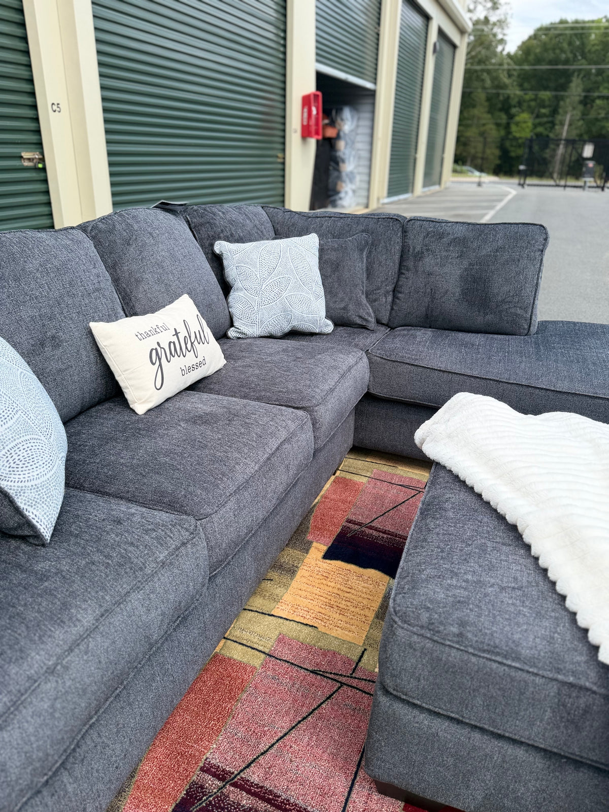 Ashley Altari sectional in Slate, right chaise, corner view