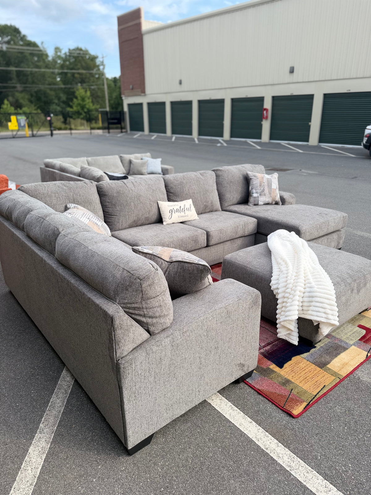 Ashley Newellen sectional, right chaise, angled view