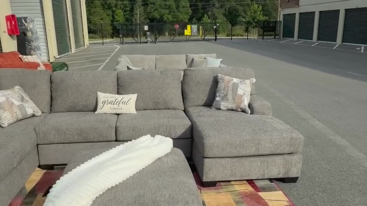 Taupe U-shaped sectional with ottoman