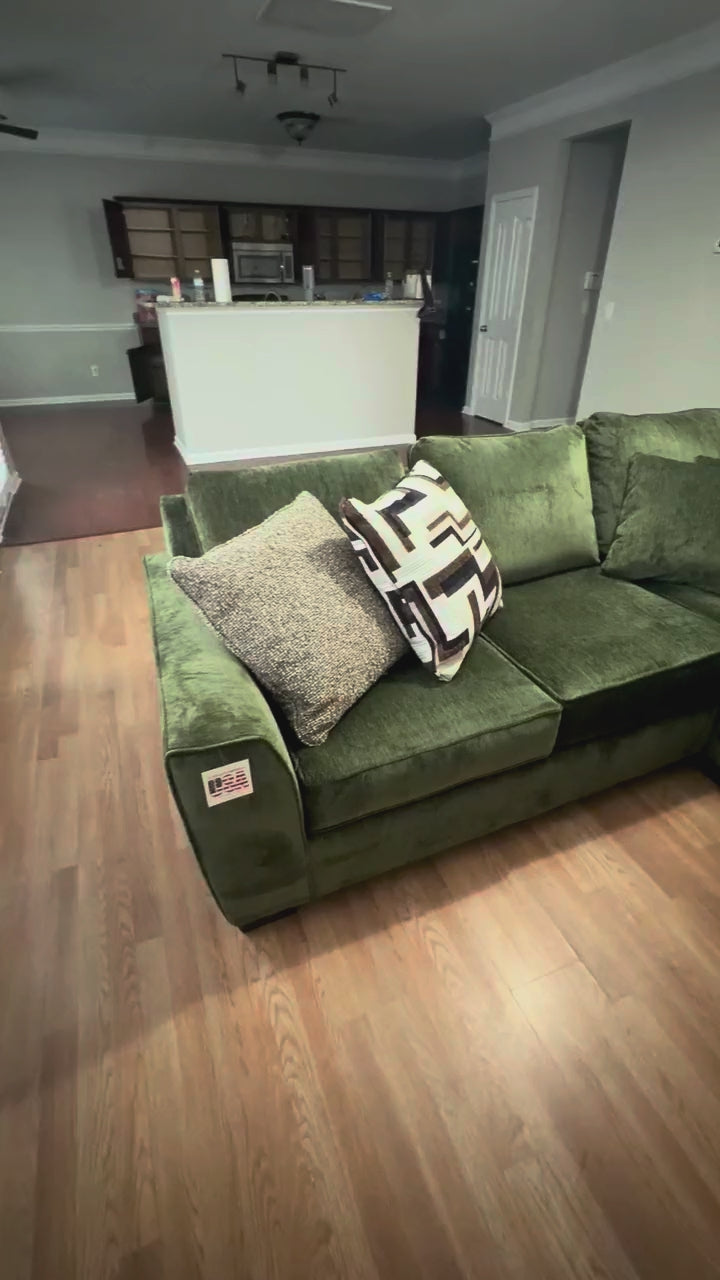 Green velvet sectional